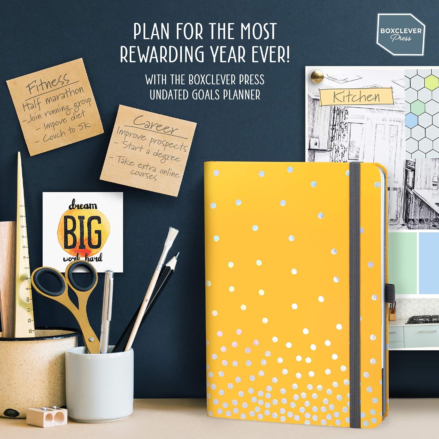 Boxclever Press Undated Goal Planner. Luxury A5 Organiser Planner to Live Your Best Life! Undated Weekly Planner to Achieve your Goals. Productivity Planner Habit Tracker with Vision Boards & More. (Sunshine) - Image 3