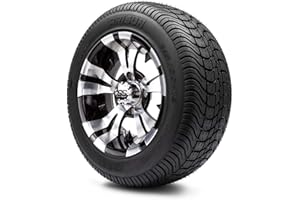 GOLF CART KING MODZ® Vampire Machined Black 12" Golf Cart Wheels and Arisun Cruze (215/50-12) DOT Low Profile Golf Cart Tires Combo - Set of 4