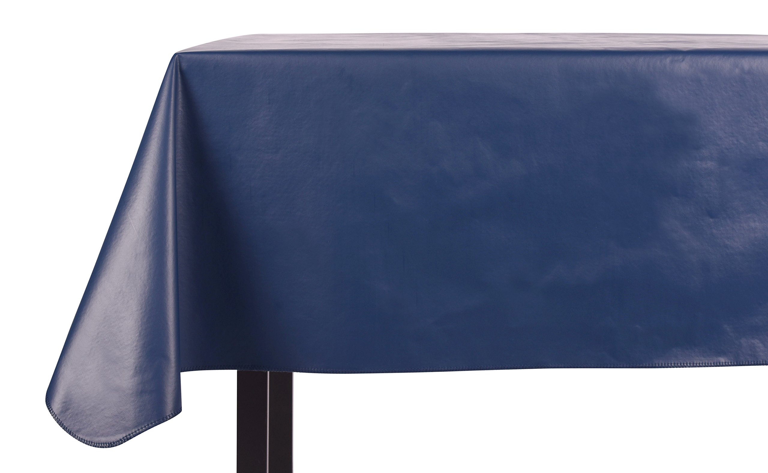 Yourtablecloth Heavy Duty Vinyl Rectangle or Square Table Cloth – 6 Gauge Heavy Duty Tablecloth – Flannel Backed – Wipeable Table Cloth with Vivid Colors & Many Sizes 52 x 120 Navy — image 1