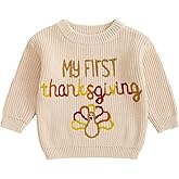 Newborn Baby Girl Boy Thanksgiving Knit Sweater My First Turkey Embroidery Winter Warm Sweatshirt Outfit Fall Clothes