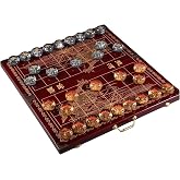 Natural Crystal Chinese Chess, Xiangqi Gift Set, Xiang Qi Board Games Gift | Hand-sculpted Chinese Chess,Solid Wood Board,Comfortable Feel,Substantial Weight,Non-Slip,Strategic Play,Wisdom,Education