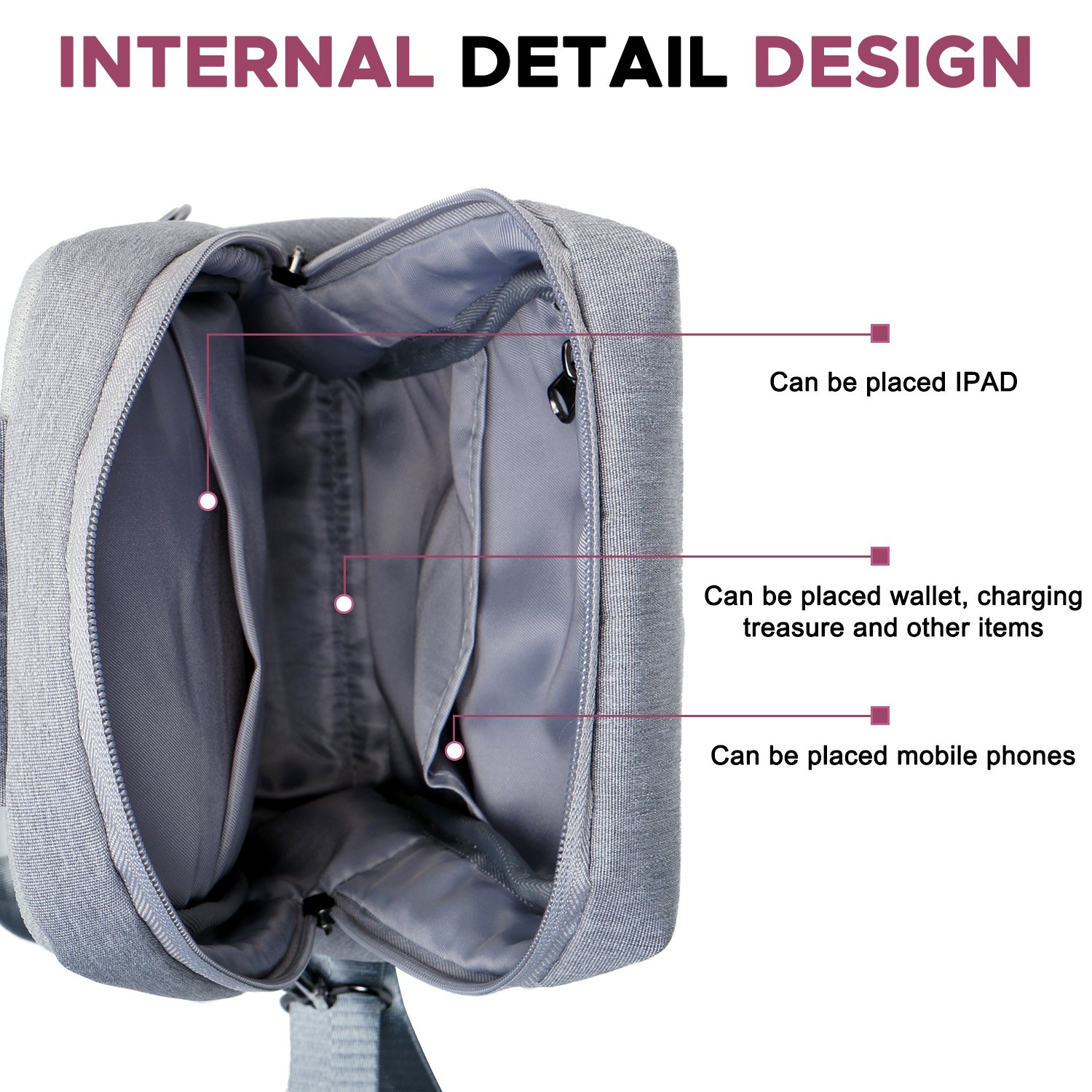 Sling Backpack,Outdoor Crossbody Shoulder Bag Chest Pack Multipurpose Daypack(Grey)