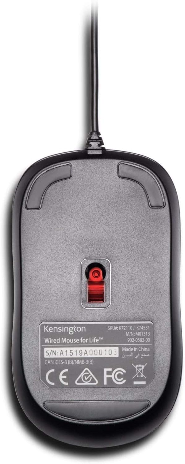 Ratón Kensington Con Cable Pro Fit | 5 Botones Ergonómico Para Diestros | Sensor óptico 1000 DPI | Certificado Para Chromebook