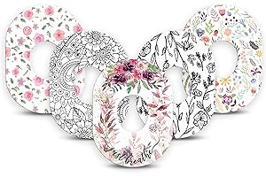 ExpressionMed - Adhesive Patches for Dexcom G7 and Stelo (Pack of 5) - Made in The USA, Waterproof, Non-Fraying, Pre-Cut CGM Sensor Tapes (Spring Blooms)