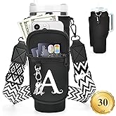 LOKASS Water Bottle Holder with Strap for Stanley Cup 30 oz Tumbler, Personalized Initial Stanley Cup Accessories 30oz, Stanley Cup Carrier Bag for Walking, Valentine’s Day Gifts for Women, Men, Girls