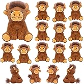 Entallor 16PCS Mini Highland Cow Stuffed Animal Bulk 5.9" Realistic Scottish Plush Cow Toy Highland Cattle Plushies for Valentines Day, Birthday, Classroom Prizes, Home Decor & Gifts for Kids Adults