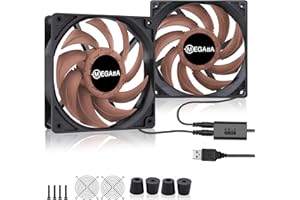 MEGAttA 120mm High Speed 2500 RPM Low Noise USB Cooling Fan,for Receiver,Raspberry, PlayStation, Game Consoles, Fiber Modem, Internet Gateway,Cabinet(Brown,2PCS)