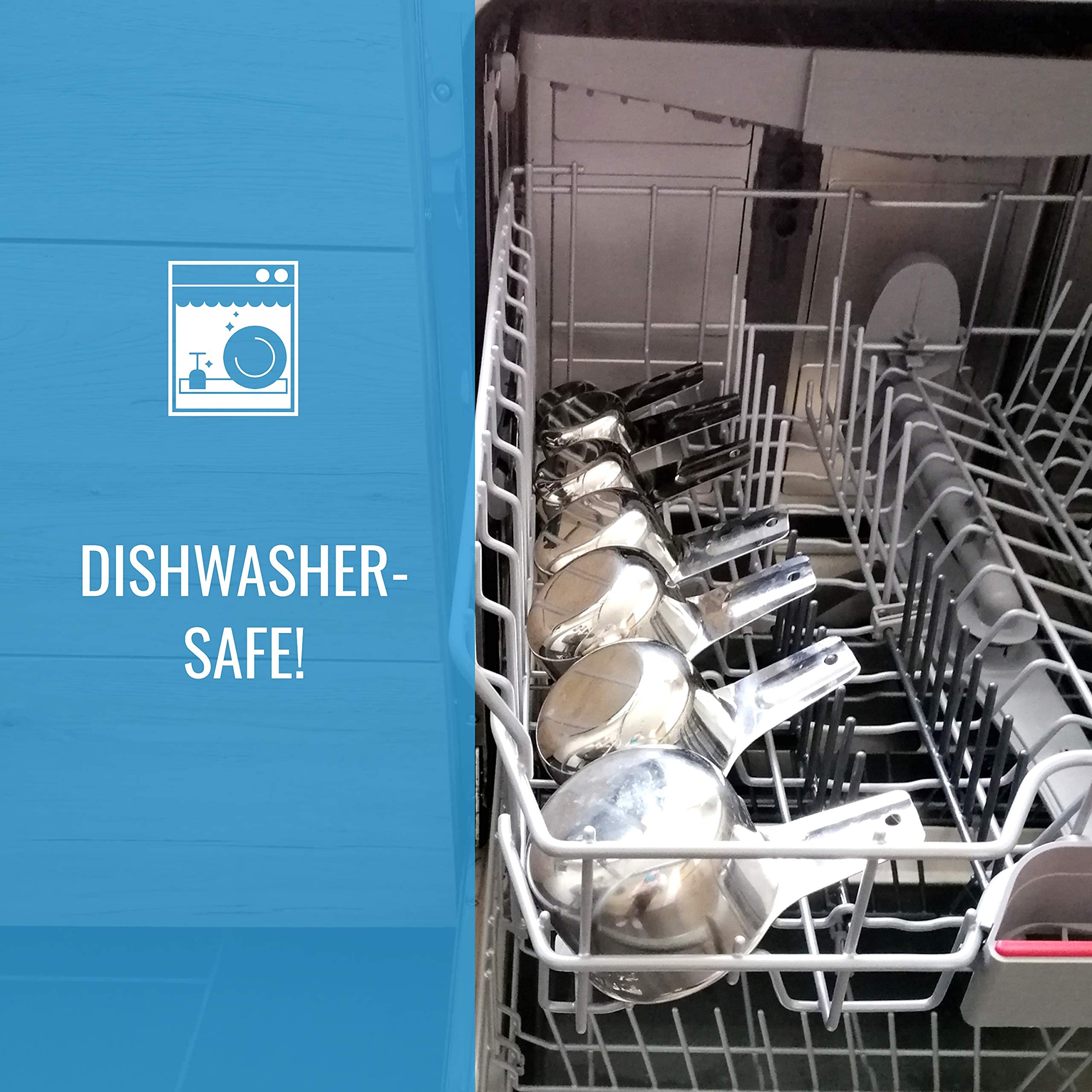 Stainless Steel Measuring Cups and Spoons Set of 16-7 Cup & 7 Spoon + Conversion Chart & Leveler - Kitchen Measuring Spoons and Cups - Dry Measure Cups Stainless Steel & Baking Metal Measuring Cups