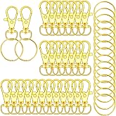 70PCS Swivel Snap Hooks with Key Rings, Metal Lobster Claw Clasp, Keychain Rings for Crafts (Gold, 1.2inch(32mm)