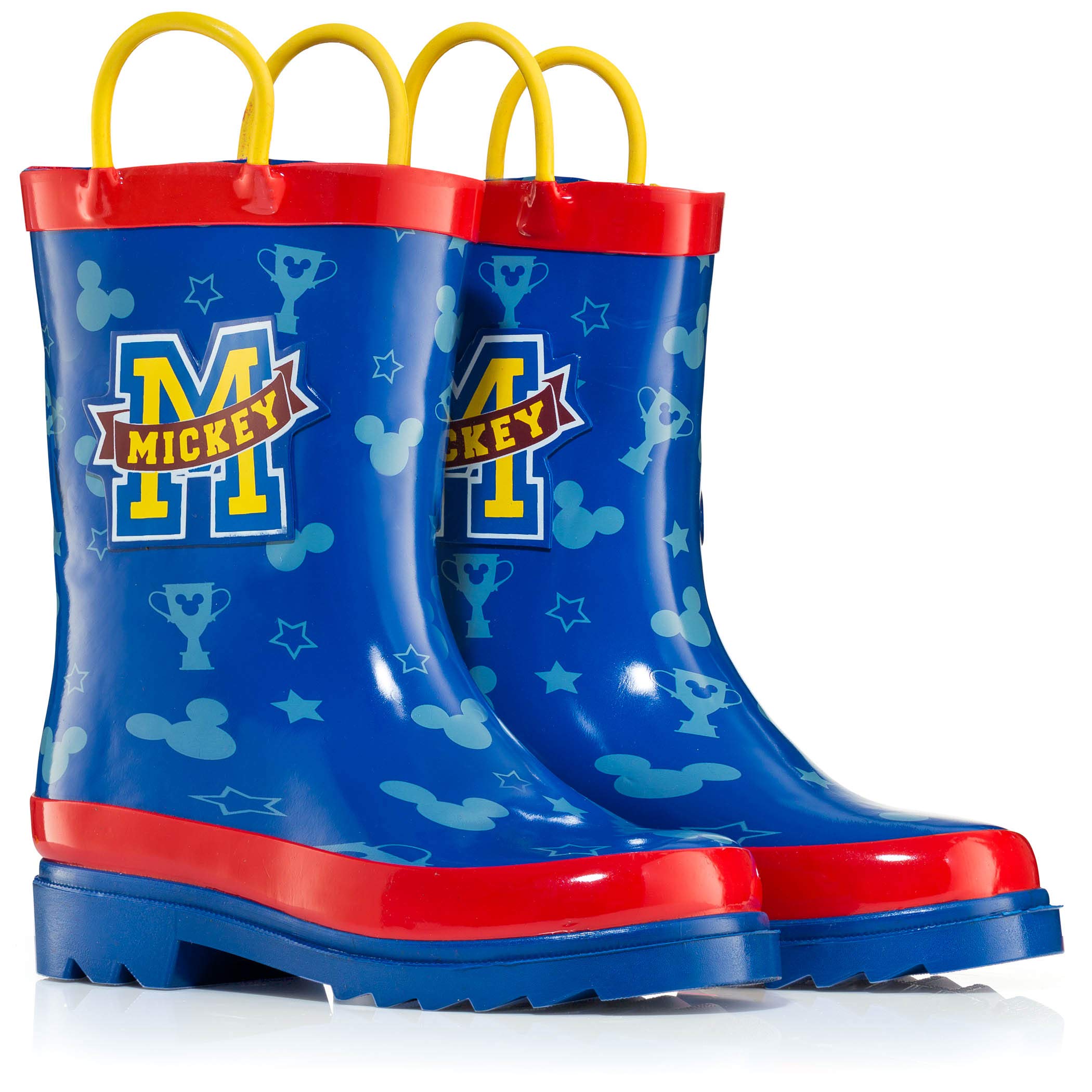 Disney Mickey Mouse Rubber Rainboots - Attached Handles - Toddler and Little Kid