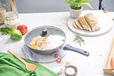 nuovva Non-Stick Wok Pan with Glass Lid 28cm Induction Base Detachable Handle view 2