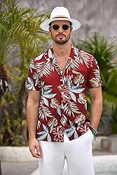 COOFANDY Mens Hawaiian Shirt Short Sleeve Floral