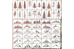 YHSLMH Mountain Stencils for Painting on Wood Burning Patterns Pine Tree Stencils Nature Stencil Christmas Tree Paint Template on Art Craft Canvas Wall Fabric Rock (50 Mountain)