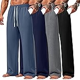 Velvelhall 4 Pack Big and Tall Men's Sweatpants Open Bottom Joggers Elastic Waist Drawstring with Pockets Athletic Pants