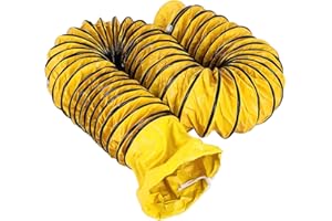 Ducting Hose PVC Flexible Duct Hosing with Adjustable Rope S Hook & Steel Support for Utility Blower Exhaust Fan (8''x25ft)
