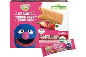 Earth's Best Organic Kids Snacks, Sesame Street Toddler Snacks, Organic Sunny Days Snack Bars for Toddlers 2 Years and Older, Strawberry with Other Natural Flavors, 16 Bars Per Box