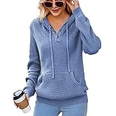 VIMPUNEC 2025 Fall Womens Hoodies Oversized Casual Fashion Sweaters Long Sleeve V Neck Knit Pullover Tops