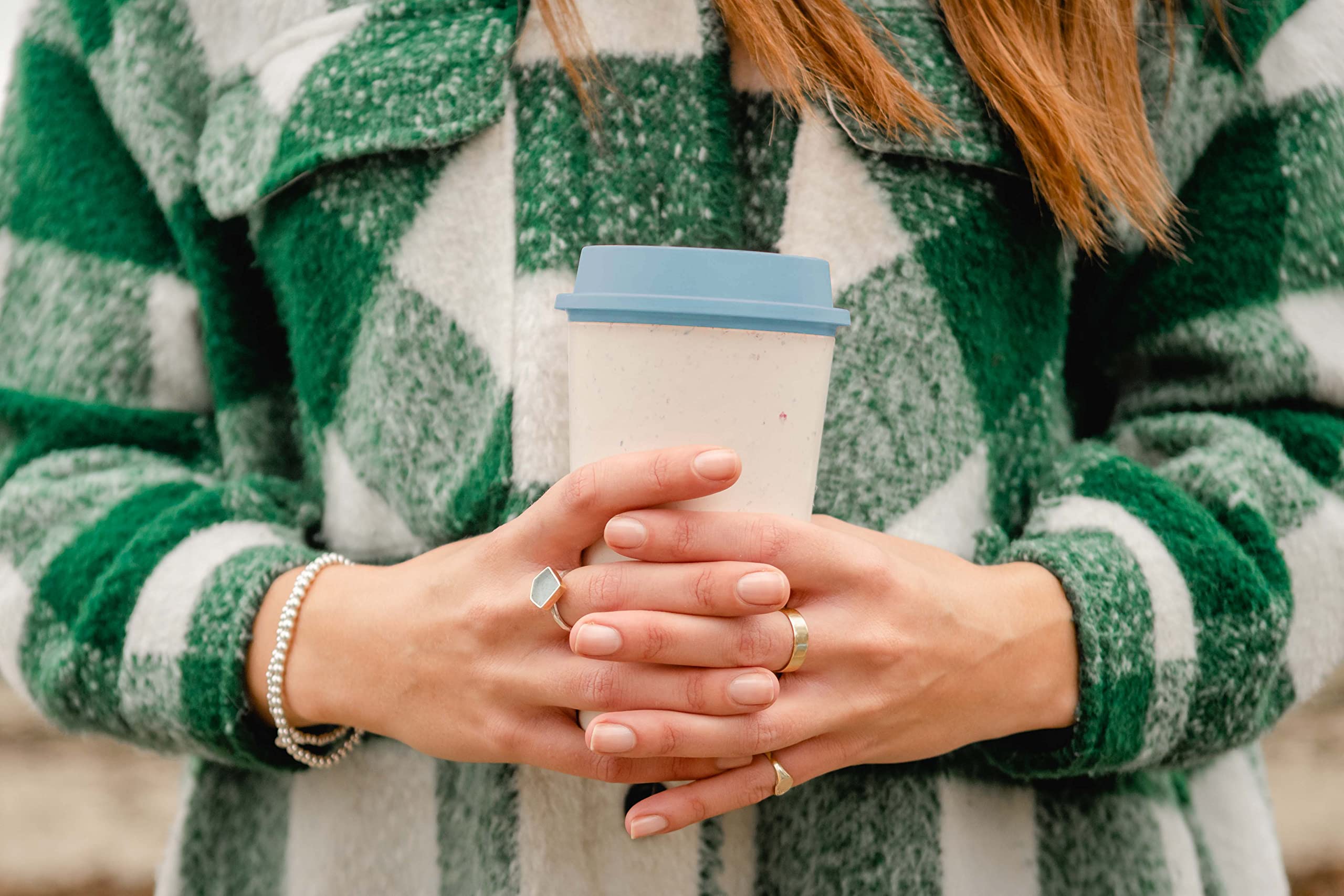 Circular&Co Now Cup (Previous Generation) - 12oz/340ml - Reusable Coffee Cup Made from Recycled Single Use Cups (Cream & Faraway Blue)