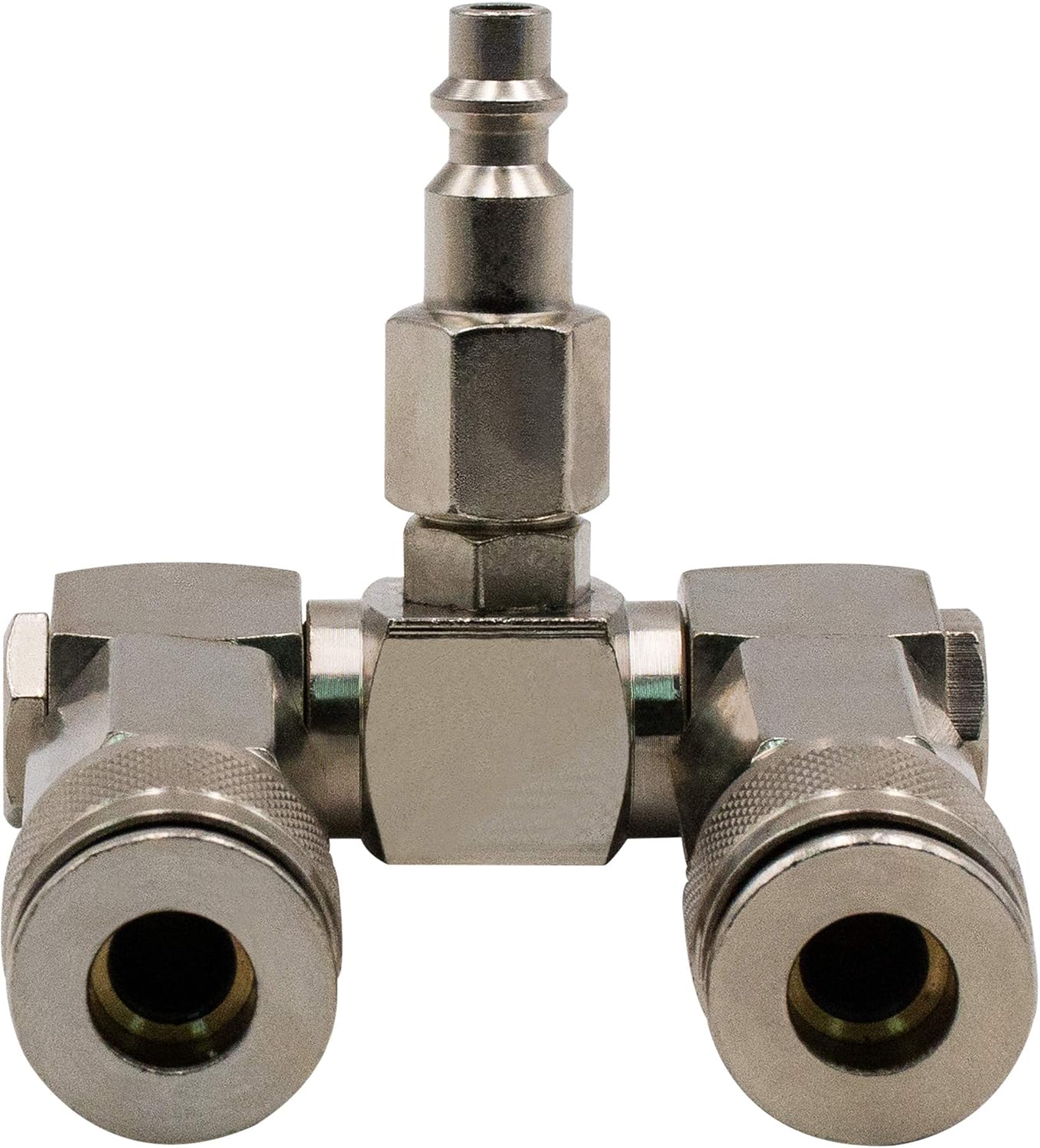 FIXSMITH Air Hose Connector- 2 Way Air Hose Splitter, 1/4 In NPT, Air Compressor Accessories Fittings, Swivel 360 Degrees Connectors. - - 