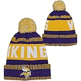 NFL Kids Youth 8-20 One Size Team Color Primary Logo Official Sports Tech Knit Cold Weather Football Pom Beanie Hat