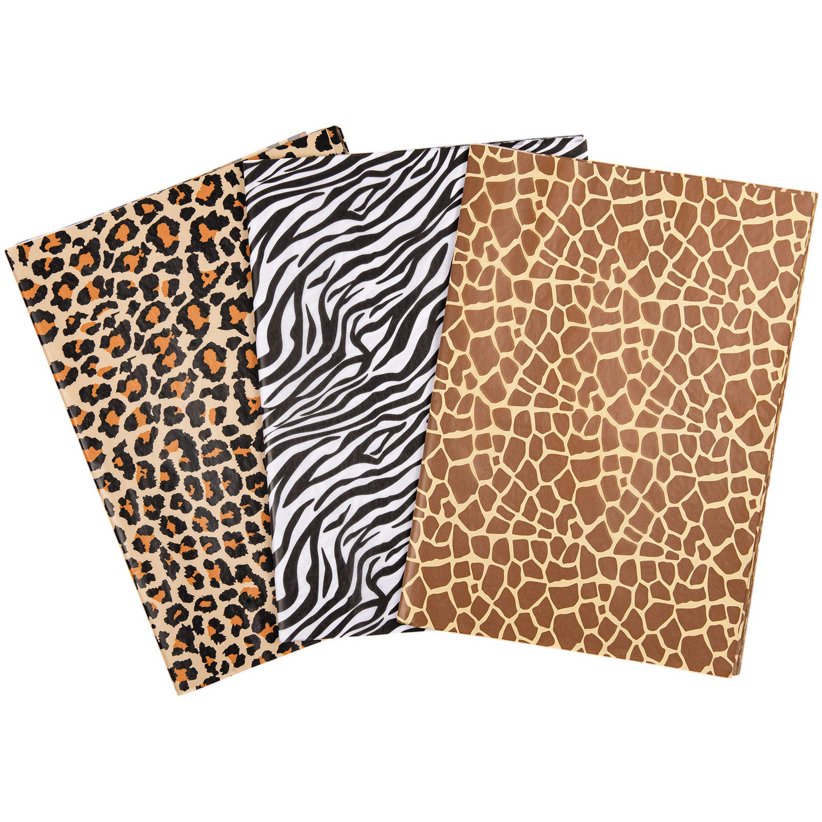 Whaline Animal Skin Print Tissue Paper 90 Sheets Leopard, Zebra, Giraffe Prints 13.78 x 19.69 Inches Gift Tissue Paper for Birthday, Baby Shower, New Year