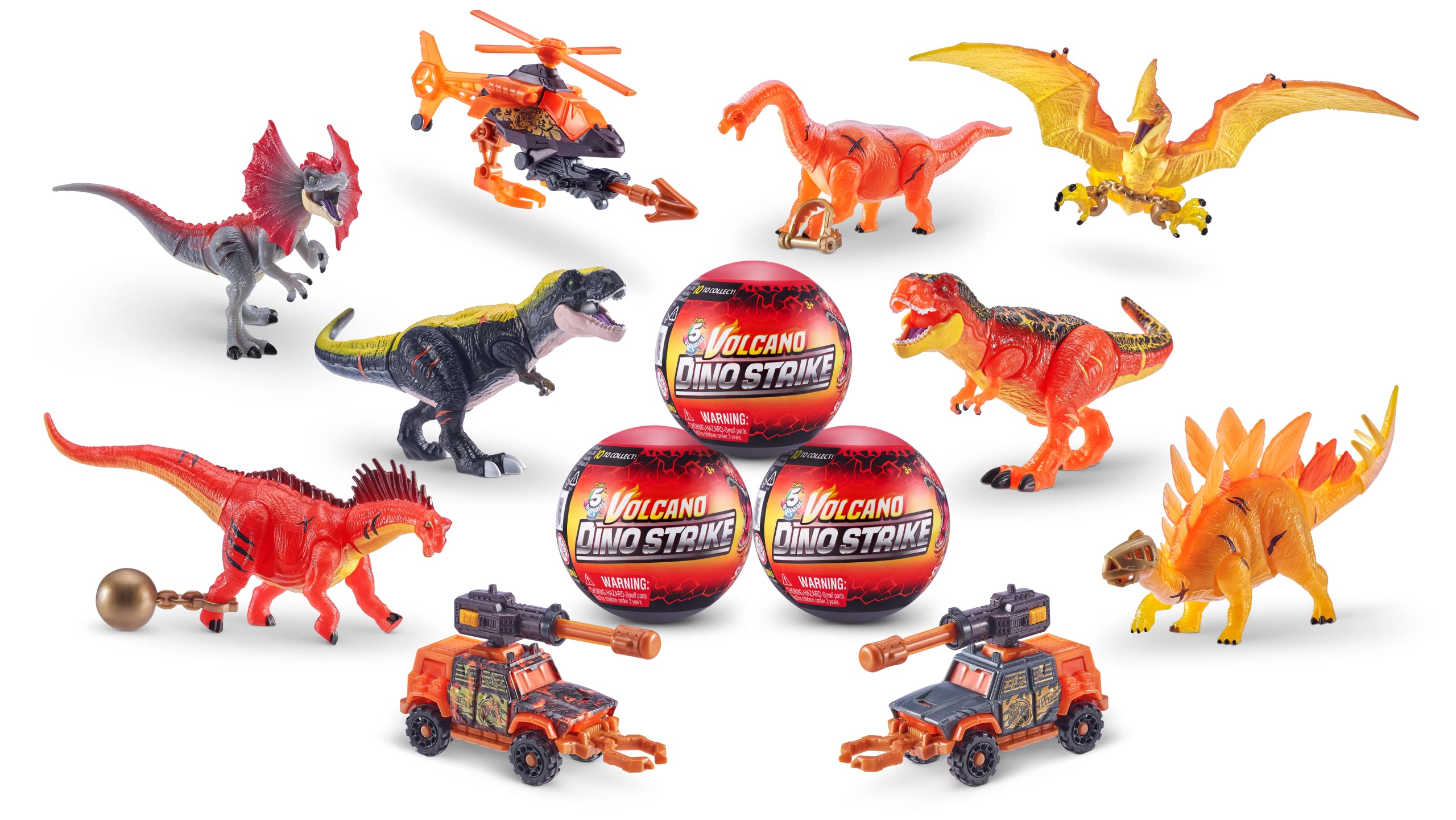 5 Surprise Dino Strike Series 4 (5 Pack) by ZURU Amazon Exclusive Mystery Collectible Mini Dinosaur Toys Fossils Capsules for Boys and Kids (5 Pack), Multi-Color, 77243