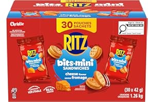RITZ BITS Sandwiches Cheese Flavoured Crackers, perfect lunchbox addition, a delicious school snack favourite (Pack of 30), 1