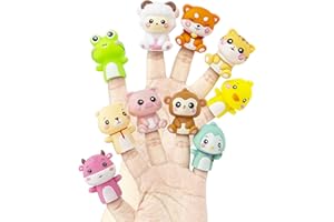AQKILO Animal Finger Puppet Set, Animals Puppet Show Theater Props, Educational, Bath Toys,10 Pieces
