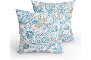 BUPPLEE Outdoor Throw Pillows Waterproof Covers 2 Pack 16×16 Inch, Decorative Toss Pillows Covers, Rain-Proof, Fade Resistant for Patio Furniture, Sofa, Couch, Garden