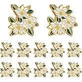 Landical 12 Pcs Magnolia Flower Enamel Pins Bulk Floral Lapel Pins Brooch Plants Badges for Women Clothing Jacket Bags Gifts