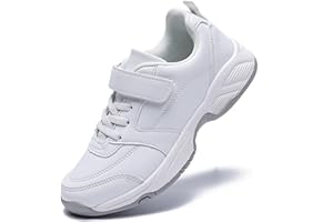 PolarPals Boys Girls Tennis Shoes Leather Running Sneakers Hook & Loop Kids School Cheer Shoes