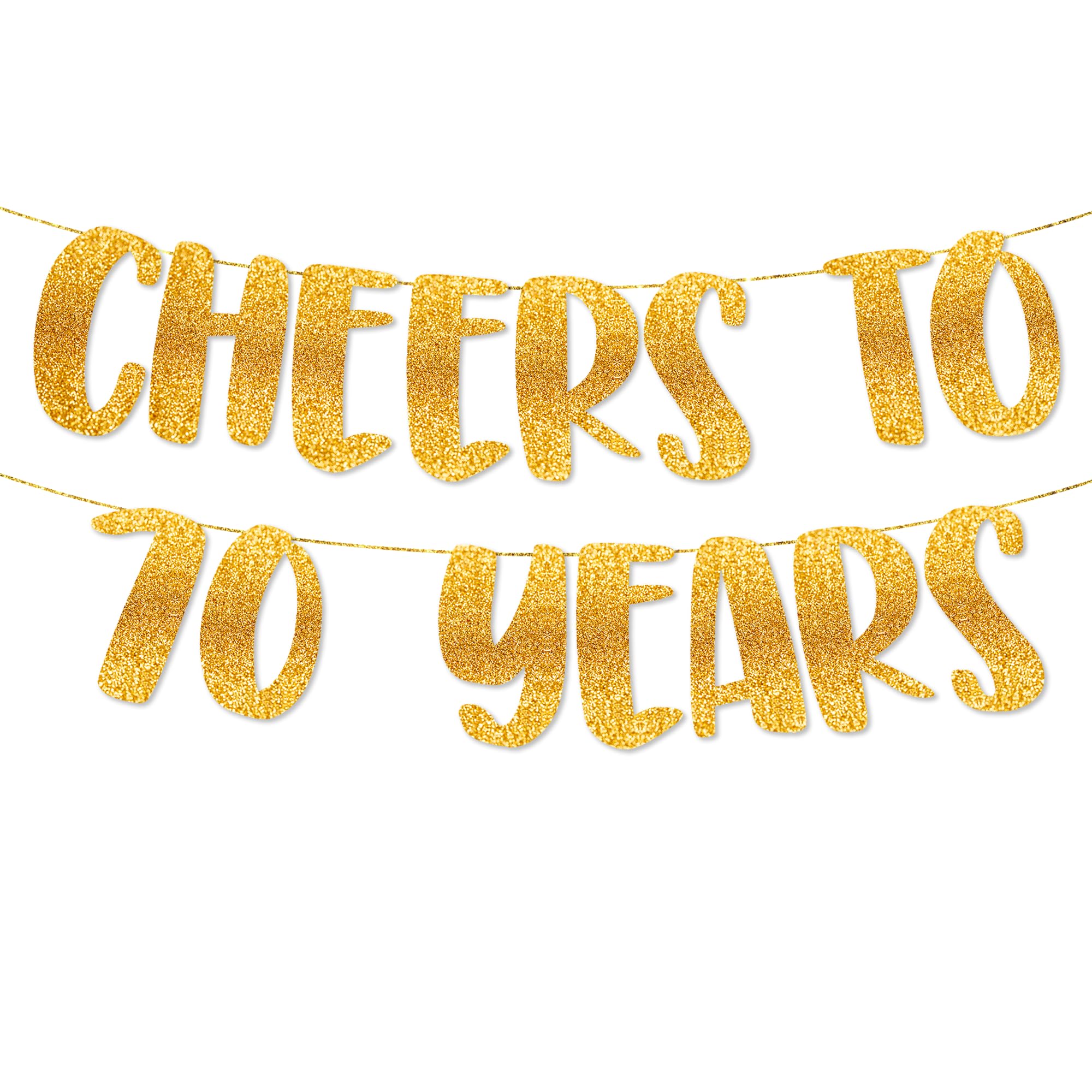 TOYVENTURES Cheers Gold Glitter Banner (Gold - 70 years)