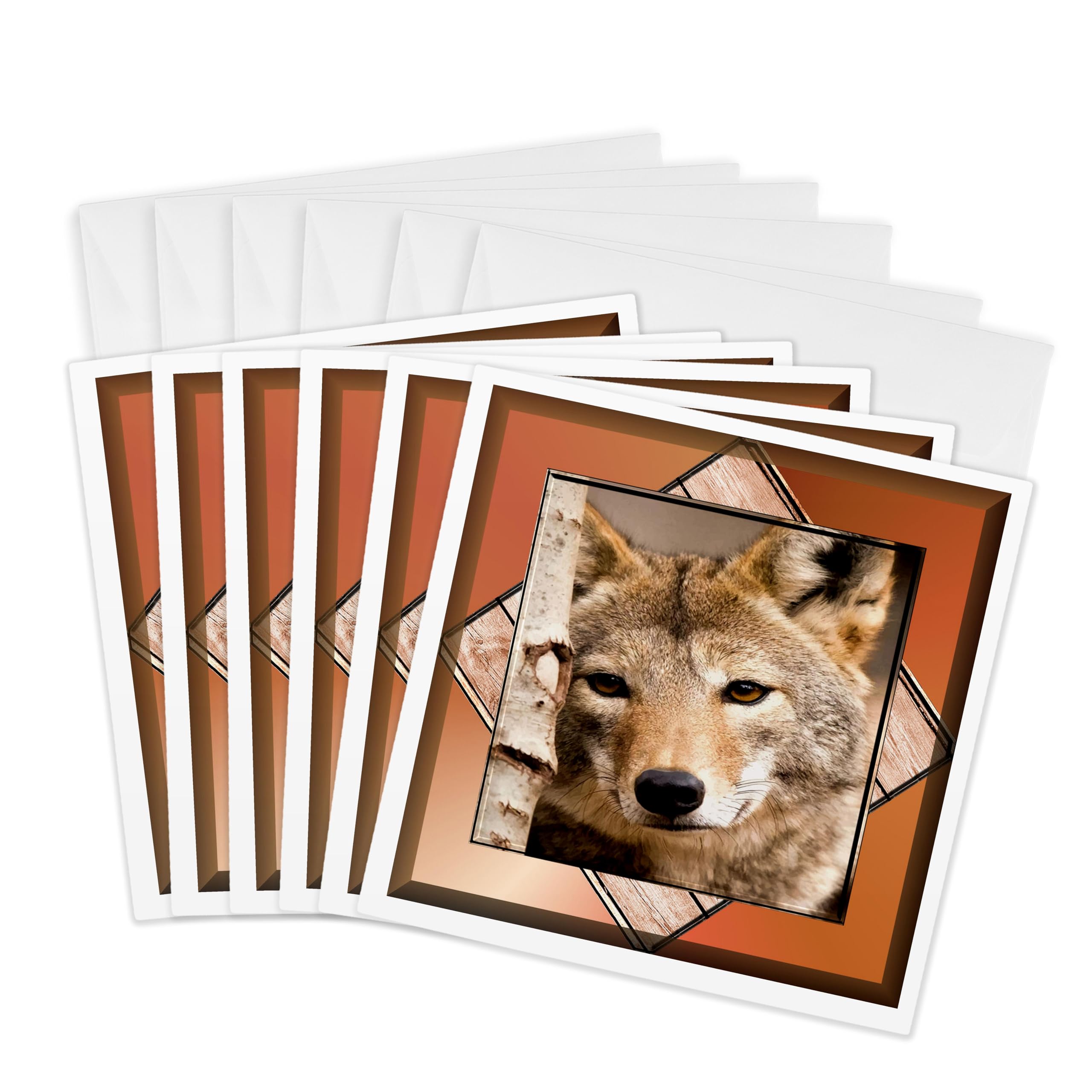 3dRose gc_21322_1 6 x 6-Inch "Wolf Resting Against a Tree" Greeting Card (Pack of 6)