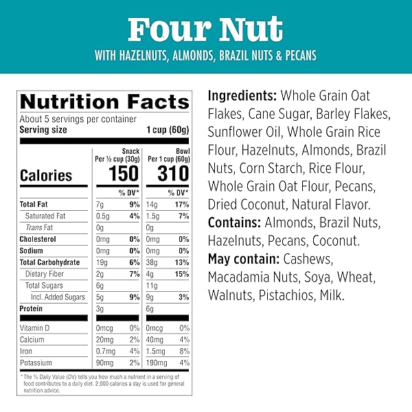 JORDANS SLOW BAKED GRANOLA | FOUR NUT GRANOLA WITH ALMONDS, BRAZIL NUTS AND PECANS | NO ARTIFICIAL FLAVORS, COLORS, OR PRESERVATIVES, NON-GMO | BETTER FOR YOU SNACKS FOR ADULTS & KIDS | 11.4 OZ