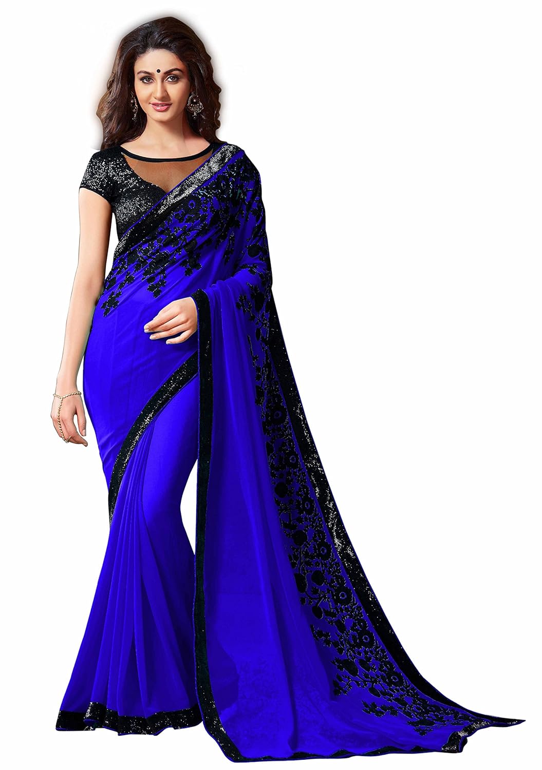 texstile saree georgette saree with blouse piece (mitroshi sari_1_multi color_free size)