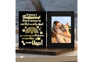 ARIDUR Dog Memorial Gifts, Pet Memorial Gifts, Dog Memorial Gifts for Loss of Dog, Dogs Passing Away Sympathy Gift with Rainbow Bridge, Black Glowing 4x6 Picture Frame for Wall and Tabletop