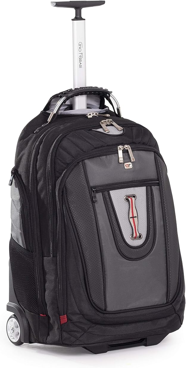 Black Laptop Bag With Wheels Brio by Gino Ferrari 17 Inch Padded