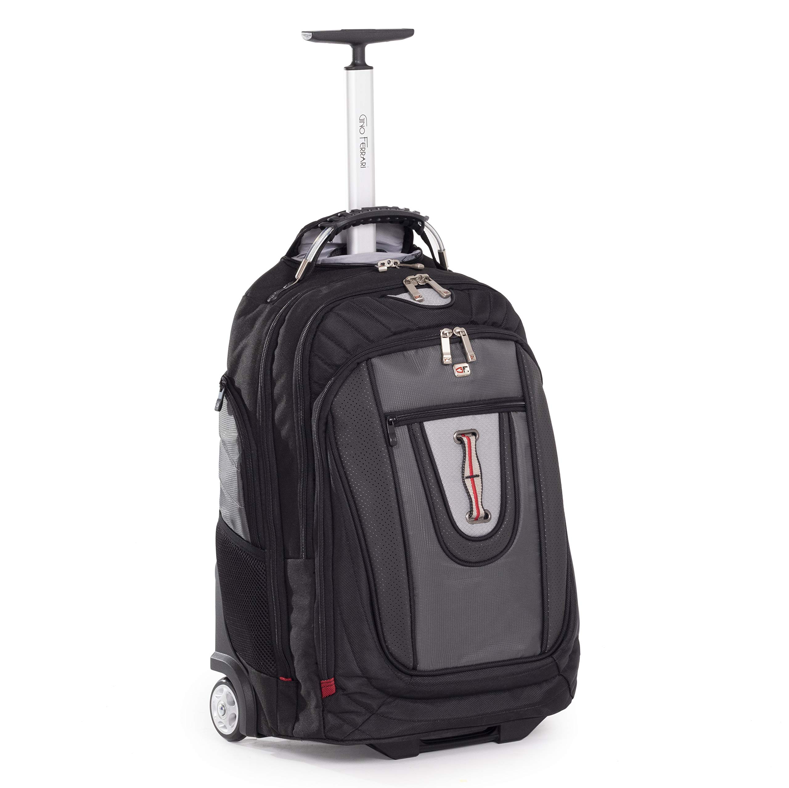 Gino Ferrari Black Laptop Bag with Wheels - Brio 17 Inch Padded Laptop/MacBook Compartment Bag On Wheels GF506