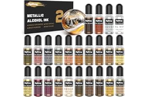SigWong Metallic Alcohol Ink Set - 24 Colors, 10ml Each, Shimmer Mixatives for Resin, Yupo, Coaster, Painting, Tumbler Cup Making