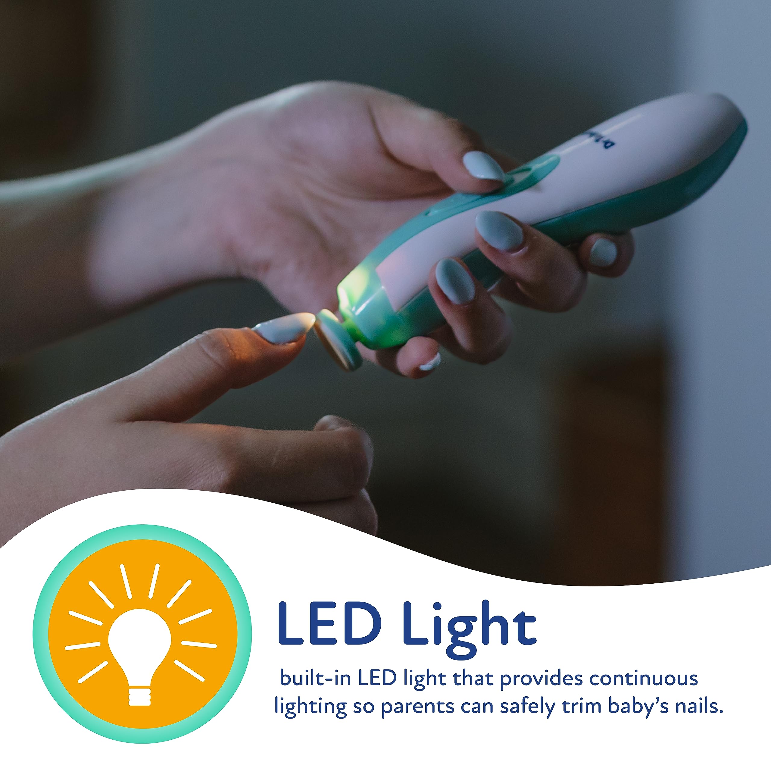 Dr. Talbot's Electric Nail Trimmer for Babies - Baby Nail File with LED Light and Storage Case - 3+ Months