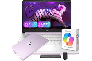HP Flagship 14" HD Student&Business Laptop with AI Copilot, 13th Gen Intel 4-Core, 4GB RAM, 1.12TB Storage (128GB UFS + 1TB Docking Station), 1 Year Office 365, Wi-Fi 6, Win 11 S, Lavender Purple