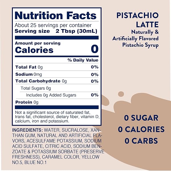 JORDAN’S SKINNY MIXES SUGAR FREE COFFEE SYRUP, PISTACHIO COFFEE FLAVORING SYRUP, ZERO CALORIE DRINK MIX, LATTES, BAKING, PROTEIN SHAKE OR COCKTAIL, DAIRY & GLUTEN FREE, KOSHER, 25.4 FL OZ