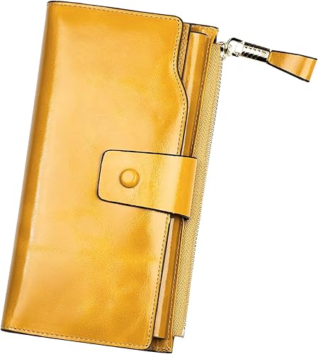 Amazon Niksa 長財布 レディース 牛革 オイル仕上げ 手帳型 イエロー Niksa 財布