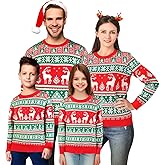 XiaoMoSha Unisex Ugly Sweater Christmas Women Men Holiday Knit Pullover Matching Ugly Christmas Sweater for Men Women Kids RedGreen X-Large