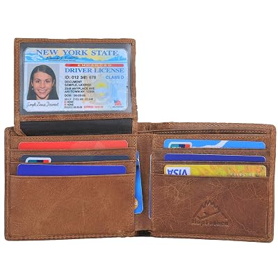 HOPSOOKEN RFID Leather Bifold Wallets Women Men Flipout Slim ID Wallet Trifold