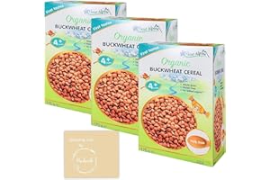 Fleur Alpine Buckwheat Cereal Bundle. Features Three 175g each of Organic Buckwheat Baby Cereal. Made with Whole Grain, Milk Free, and Gluten Free Cereal. Comes with a Free Modovik Shopping List.