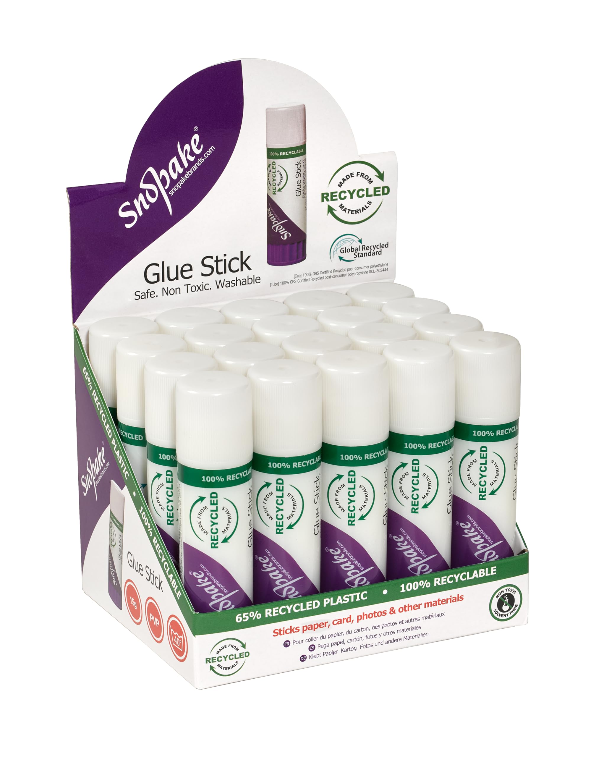 Snopake[15798] PVP GlueStick Safe, Washable & Non-Toxic ,White,15g [Pack of 20]