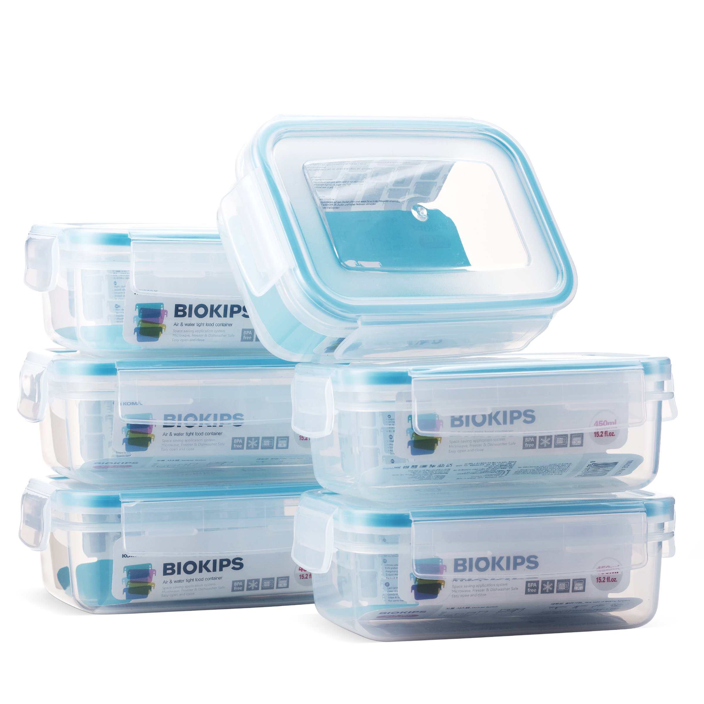 Komax Biokips Food Storage Snack Container 15oz. (set of 6) - Airtight