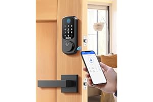 DESLOC B200 Fingerprint Smart Lock with 2 Lever Handles, Keyless Entry Front Door Lock Set, Electronic Keypad Deadbolt, App Control, Auto Lock, Long Battery Life, Secure Home Access
