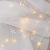Deconovo Voile Curtains with Eyelets 140x290 cm 2 Panels White Embroidered Stars view 7